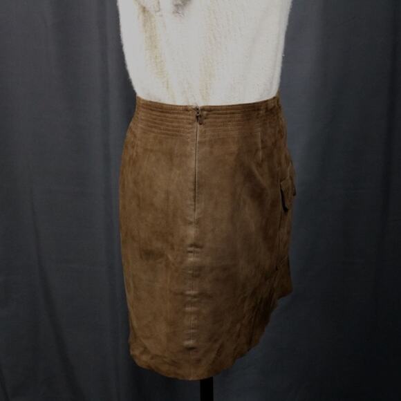 J.crew Collection Mini Skirt Womens Size 10 Suede Brown Lined Vintage Zip Italy - Picture 3 of 9
